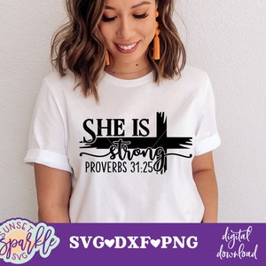 Momlife SVG - Ella es fuerte SVG, SVG cristiano, DXF, PNG, archivos SVG de mamá, SVG de mamá, SVG inspirador, SVG de fe