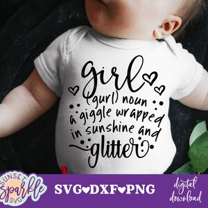 Baby girl svg - Giggle Wrapped in Sunshine and glitter svg, Little Girl Svg File, Princess Svg file for cricut, Girl quote svg