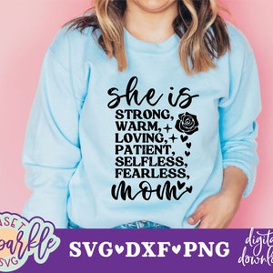 Mother svg - She is Strong svg, Mom svg, dxf, png file, Mother&#39;s Day Quote SVG Cutting File For Cricut | Mom Quote | Mother Inspirational