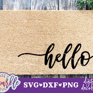 hello svg file - Hello Door mat svg, dxf, png file, instant download, welcome to our home svg, welcome sign svg