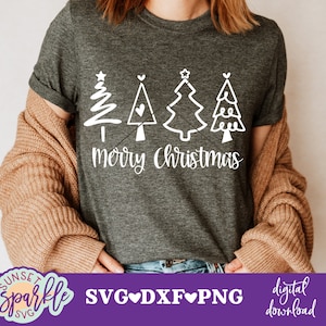 Árvores de Natal Feliz svg, Doodle de Natal svg, dxf, png download instantâneo, Árvores de Natal svg, Dizeres de Natal svg, Camisa de Natal svg