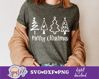 Merry Christmas Trees svg, Christmas Doodle svg, dxf, png instant download, Christmas Trees svg, Christmas Saying svg, Christmas Shirt svg