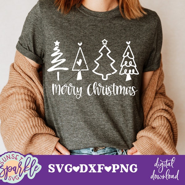 Merry Christmas Trees svg, Christmas Doodle svg, dxf, png instant download, Christmas Trees svg, Christmas Saying svg, Christmas Shirt svg