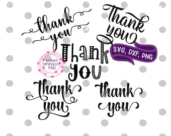 Gracias SVG, DXF, PNG, descarga instantánea, Gracias Clip Art, Gracias Archivo de corte, Gracias SVG para Cricut y Silhouette, Tarjeta de agradecimiento
