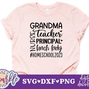 Homeschool svg, Homeschool Grandma svg, Grandma svg, dxf, png file, Home Schooling svg, Virtual learning svg for cricut