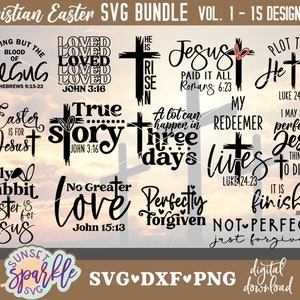 Christliches Ostern SVG-Bundle - Ostern svg, dxf, png-Datei, Bibel-Vers-Svg, Christian SVG-Bundle