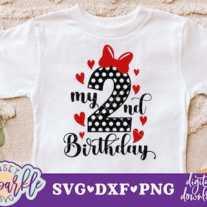 Mein 2. Geburtstag-Svg, Geburtstagskind-Svg, Geburtstags-Svg, Dxf, PNG-Datei, Mädchens Geburtstag-Svg-Dateien, Polka Dot 2.Bday-Svg-Datei