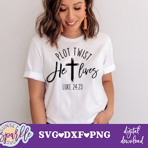 Colpo di scena Lui vive svg, Pasqua cristiana svg, Fede svg, Lui è risorto svg, Buona Pasqua SVG, Scrittura svg, dxf, png, Spoiler Alert svg