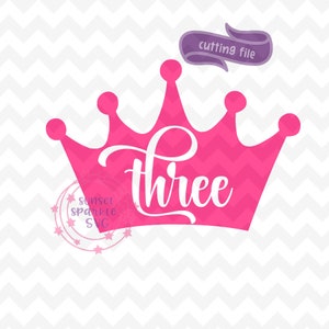 Trois svg, 3 svg, troisième anniversaire svg, 3e anniversaire fille svg dxf png fichier pour cricut et silhouette