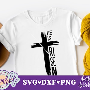 He is Risen svg, Pasen svg, christelijke svg, dxf, png-bestand, christelijke Pasen svg-bestanden, het graf was leeg svg