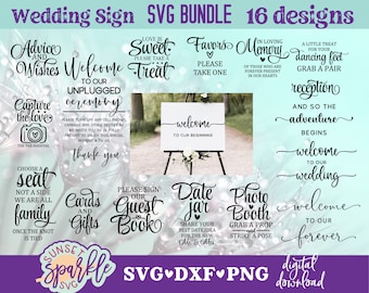 Hochzeit SVG Bundle svg, Hochzeit Zeichen Bundle, Hochzeit Bundle SVG, dxf, png Datei, sofort Download, Willkommen zu unserer Hochzeit svg