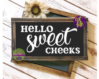 Bathroom svg - Hello Sweet Cheeks svg, Shower svg, dxf, png, Bathroom svg file for cricut and silhouette, Funny bathroom svg