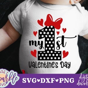 Mein 1. Valentinstags-Svg, erster Valentinstag, Baby-Valentinstags-Svg, Valentinstags-Svg-Datei, Baby, Mädchen, geschichtet