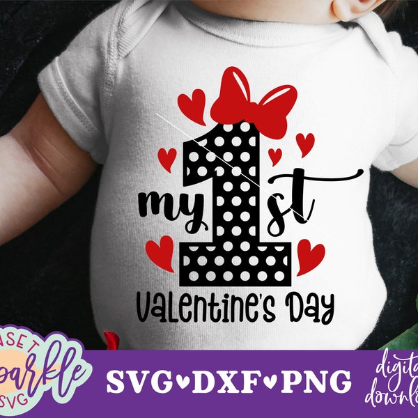 My 1st Valentine's day svg, First Valentine's Day, Baby Valentines Day svg, Valentine svg file, Newborn svg, Baby Girl LAYERED