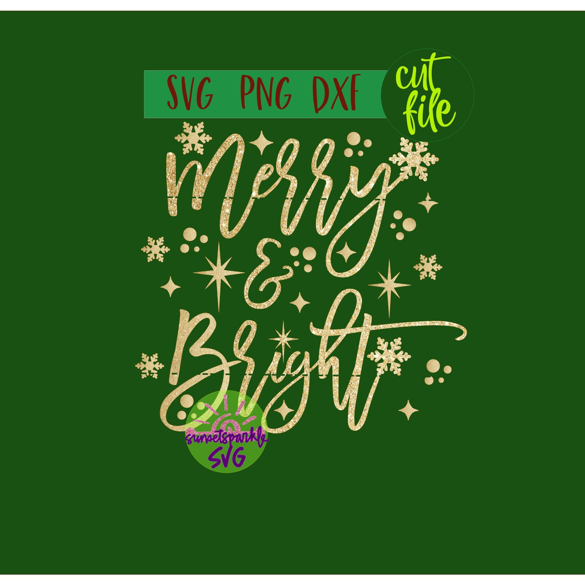 Christmas SVG files Merry and Bright svg Christmas svg | Etsy