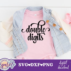 Doppelte Ziffern svg, 10. Geburtstags-Svg, dxf, png, sofortiger Download für Cricut und Silhouette, 10. Geburtstags-Mädchen-Svg, zehnter Geburtstags-Svg