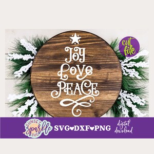 Navidad SVG - Alegría Amor Paz SVG, archivo DXF, PNG, palabras y frases navideñas SVG, archivos SVG de Feliz Navidad
