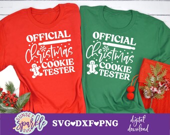 Probador oficial de galletas navideñas (SVG), equipo de repostería navideña (SVG), archivo DXF, PNG, archivos SVG de Navidad para niños