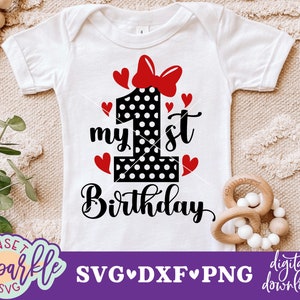 Mein 1. Geburtstag svg, erster Geburtstag svg, 1st bday svg, Polka Dot - Layered - Geburtstags svg, dxf, png datei, 1. Geburtstag svg für Cricut
