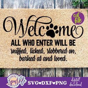 Paillasson svg - Welcome Dog Mat svg - Bienvenue, j'espère que vous aimerez les poils de chien svg - Welcome Mat svg, dxf, fichier png, fichiers svg chien maman
