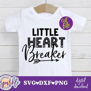 Little Heartbreaker svg - Baby svg, Valentine&#39;s svg, dxf, png, Valentine&#39;s day svg files, Baby Bodysuit svg file, Baby Boy svg