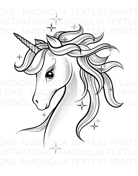 Unicorn Black and White Illustration, Printable Unicorn Digital Download, Unicorn  Print, Unicorn Art, Unicorn Gift and Decor, Girls Room 