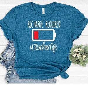 Teacher Summer Recharge Required Shirt, Teacher Summer Shirt, Teacher Battery Shirt,  Kindergarten Teacher Gift, Teacher Shirt