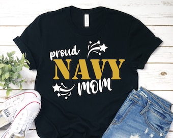 Proud Navy Mom Shirt: Bella Canvas Cotton Tee