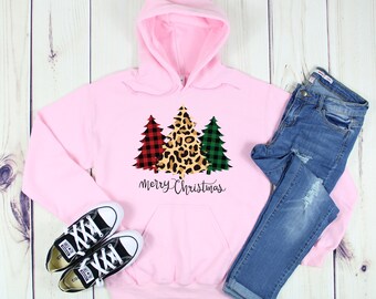Merry Christmas Tree Hoodie, Merry Christmas Hoodie, Buffalo Plaid Christmas Hoodie, Christmas Hoodie, Christmas Tree Hoodie, Christmas Tree
