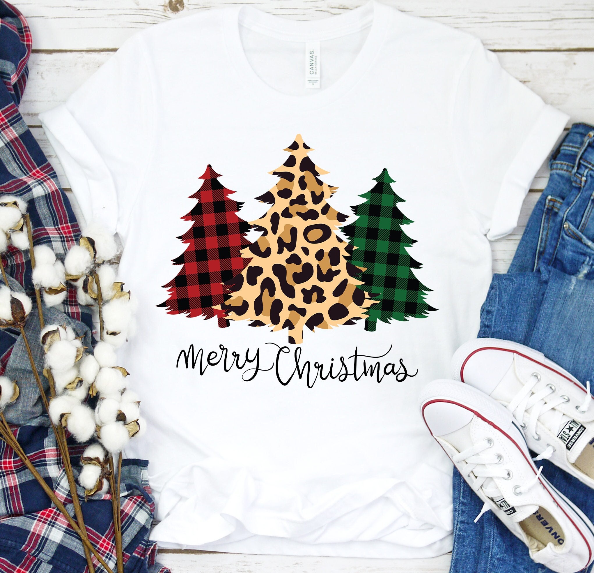 Merry Christmas Tree Shirt Merry Christmas Tshirt Buffalo | Etsy