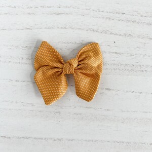 Mustard Polka Dot Bow on Nylon Headband, Clip, or Clip on Bowties for babies and toddlers - Customizable Bow Type & Size