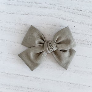 Taupe Bow on Nylon Headband, Clip, or Clip on Bow ties for babies and toddlers - Customizable Bow Type & Size