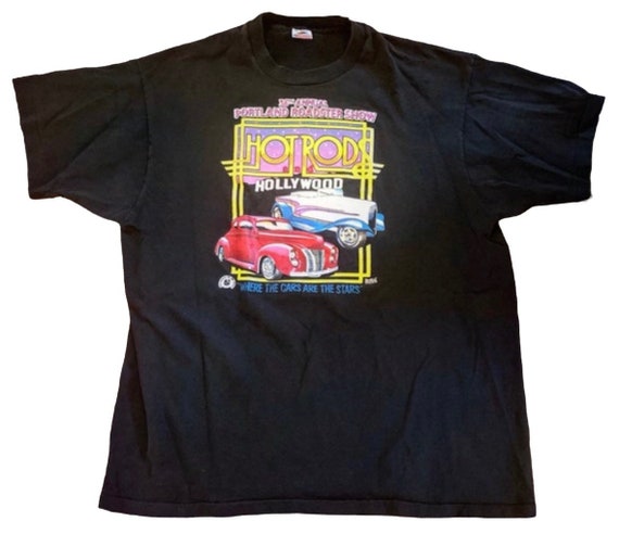 Vintage 90s Single Stitch Hot Rod Portland Roadster Tee T Shirt 