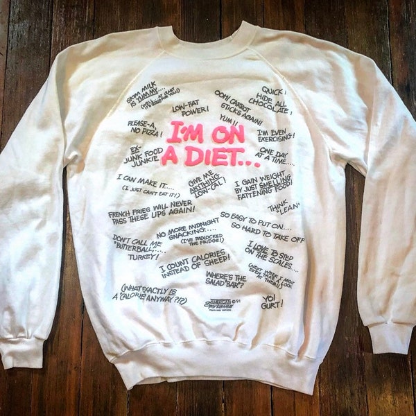 Vintage 90s Diet Joke Novelty Allover Bubble Print Sweatshirt XL