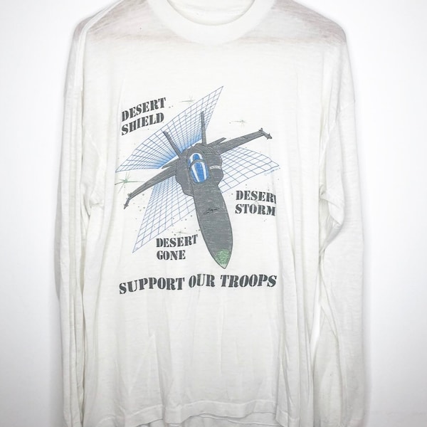 Vintage 1988 Thin Single Stitch Operation Desert Shield Storm Tee T Shirt Medium