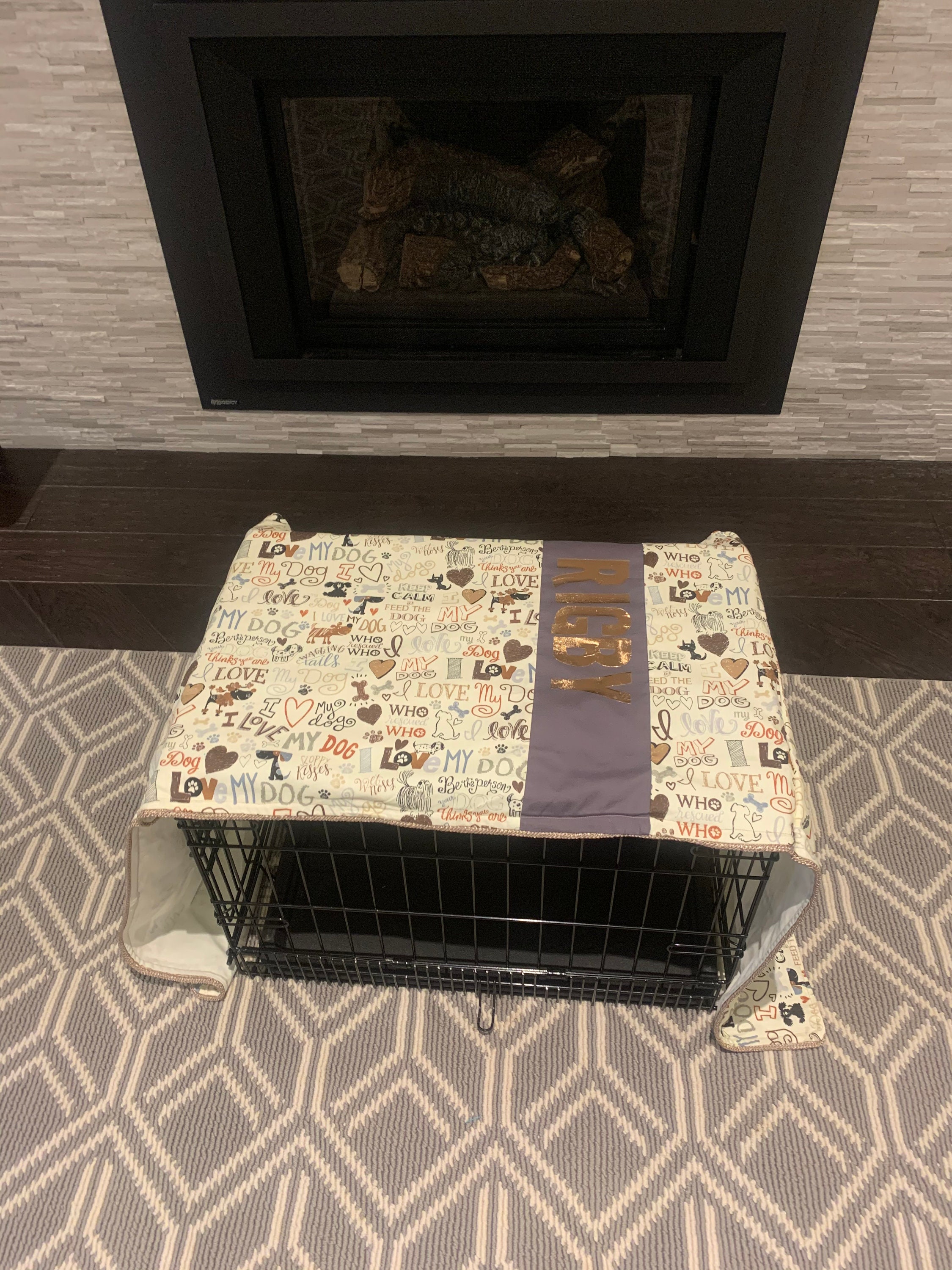 Beige love my dog Crate Cover Customized Etsy