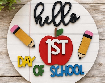 Cartello per il primo giorno di scuola / Accessorio fotografico intercambiabile per la classe / Cartello personalizzato per il ritorno a scuola / Cartello in legno per le tappe fondamentali della scuola