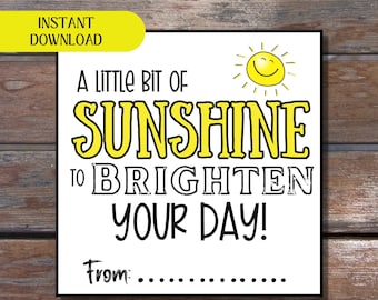 A Little Sunshine To Brighten Your Day Tag - Printable - Thoughtful gift tag