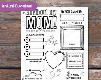 All About My Mom Printable: Mother's Day Coloring Page (PDF)