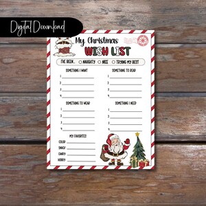 Druckbare Weihnachtswunschliste Vorlage | Personalisierte Weihnachtsgeschenkliste