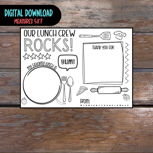 Printable Lunch Crew Coloring & Activity Sheet - "Our Lunch Crew Rocks"