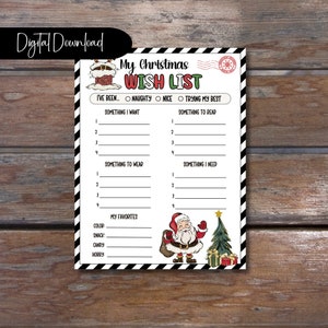 Druckbare Weihnachtswunschliste Vorlage | Personalisierte Weihnachtsgeschenkliste