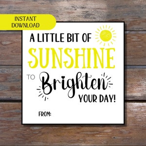 A Little Sunshine To Brighten Your Day Tag - Printable - Nachdenklicher Geschenkanhänger