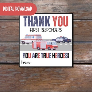 Afdrukbare dank u First Responders Tag - Set van 3 maten