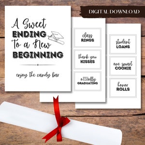 Graduation Candy Bar Sign and Labels- Printable