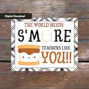 Wir brauchen S&#39;mehr Lehrer wie Sie |Lehrer Wertschätzung Woche| Geschenkanhänger | Printable Tag |Smore