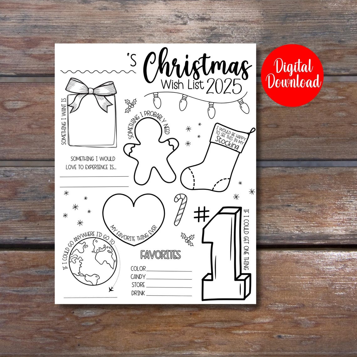 Printable Christmas Wish List Activity Sheet - Festive Fun for Kids - Etsy
