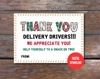 Lieferung Fahrer Danke Schild: Snack Station Printable (PDF)