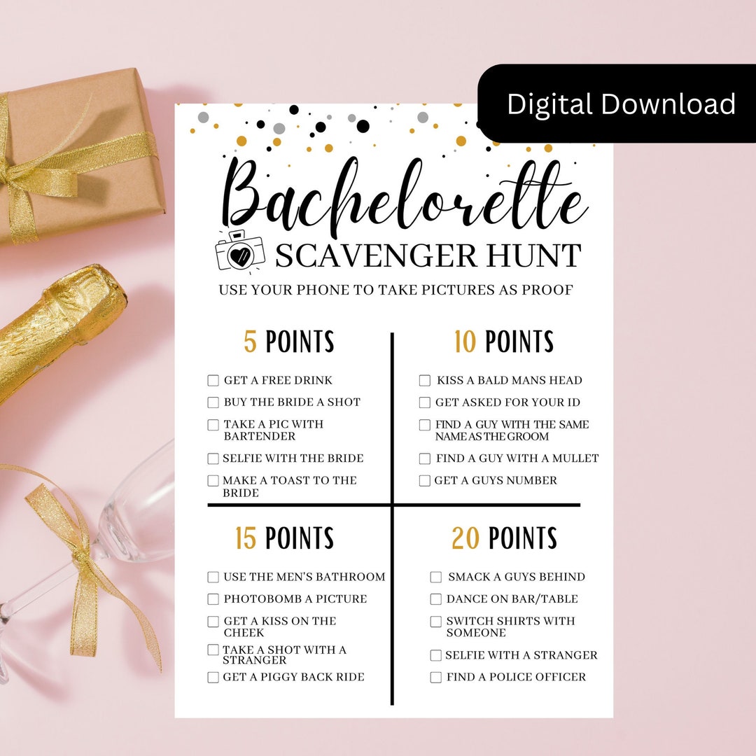 Bachelorette Scavenger Hunt Game: Funny Bridal Party (digital Download