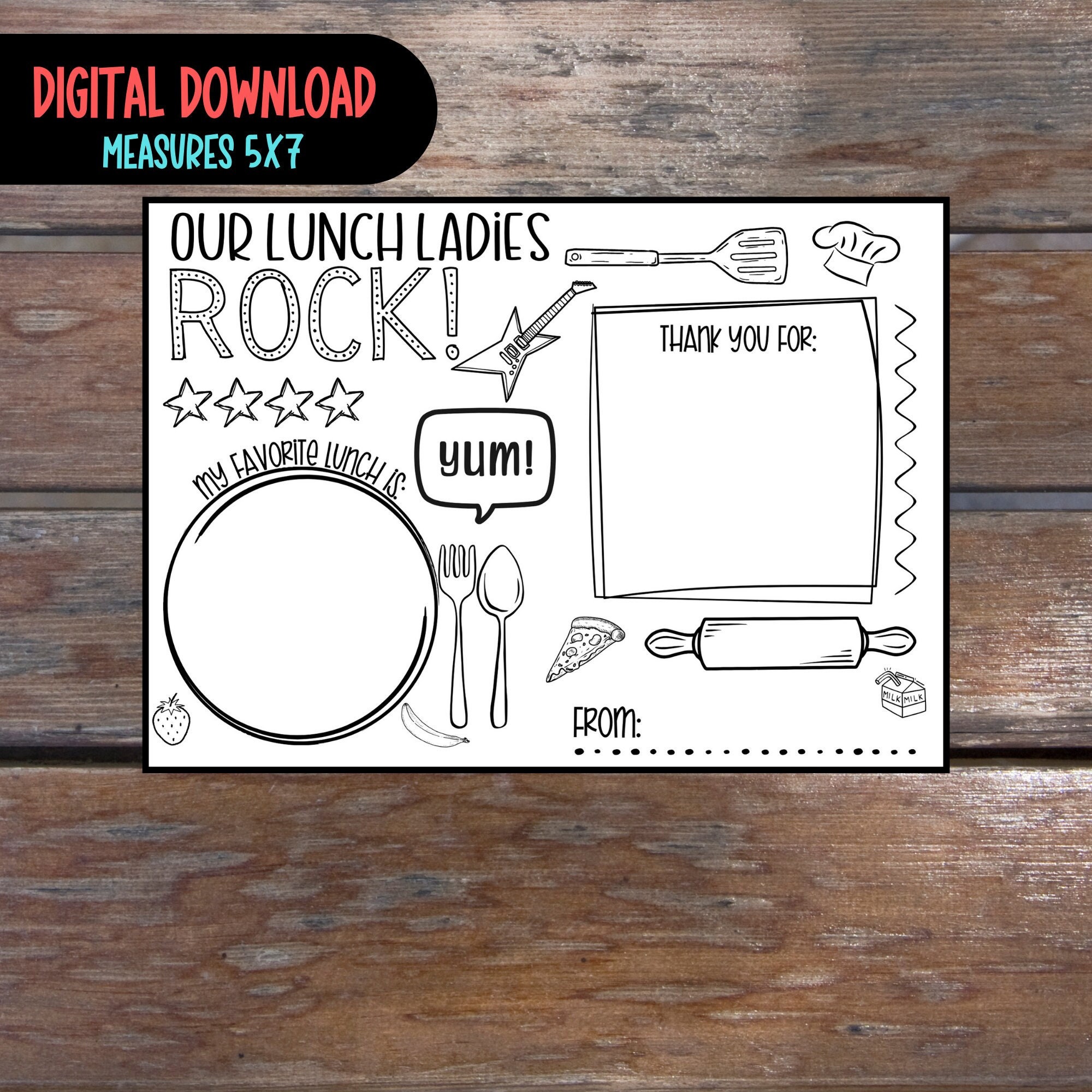 Printable Lunch Lady Coloring & Activity Sheet our Lunch Ladies Rock - Etsy